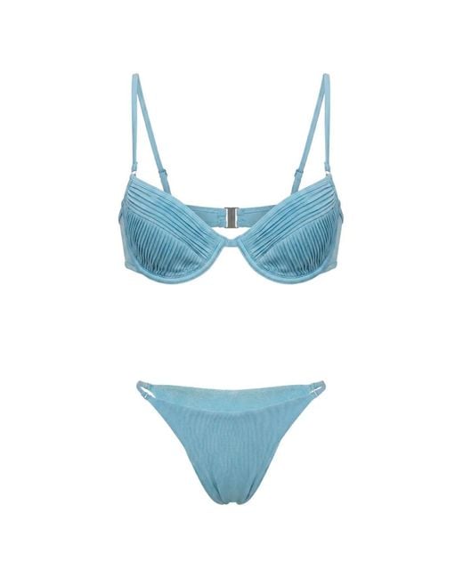 Selia Richwood Blue Amy Shirred Pleated Bikini