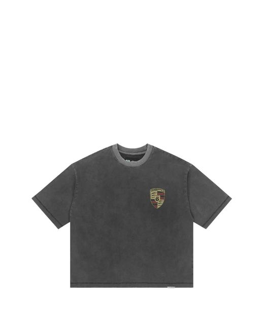 Godspeed Gray New York Insignias Logo-Print Washed T-Shirt for men
