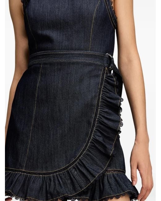 Cinq À Sept Blue Mahlia Lace-Trim Mini Dress