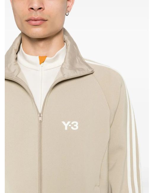 Y-3 Natural 3-Stripes Logo Zip-Up Sweatshirt