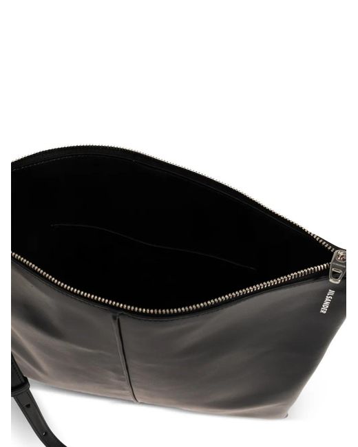 Jil Sander Black Leather Messenger Bag for men
