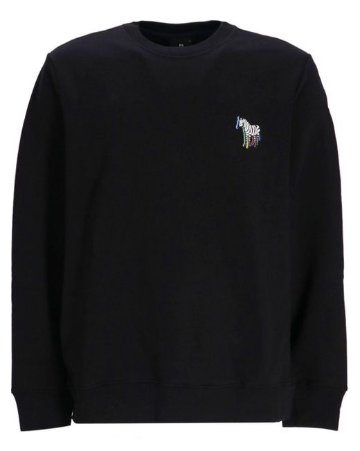 PS by Paul Smith Black Zebra-motif Organic-cotton Sweatshirt for men