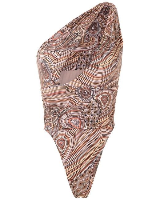 Amir Slama Multicolor One Shoulder Printed Swimsuit