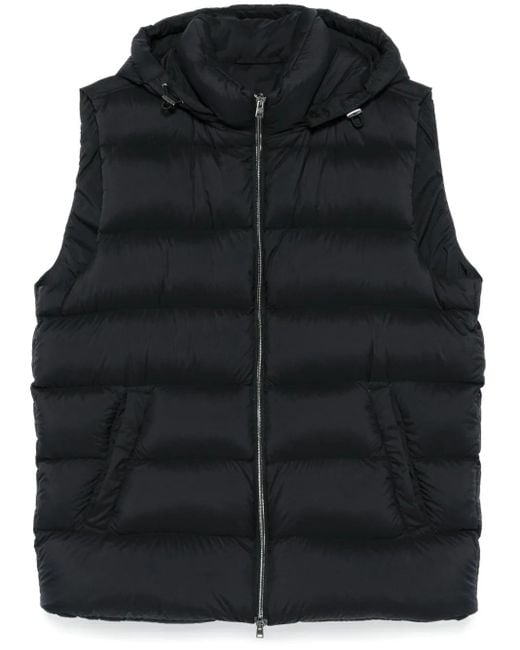 Herno Black Quilted Puffer Vest With High Collar for men