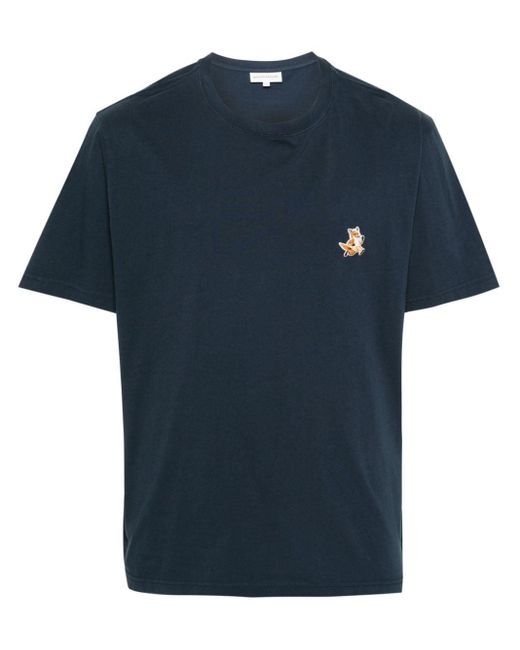 Maison Kitsuné Katoenen T-shirt Met Vossen-patroon in het Blue voor heren