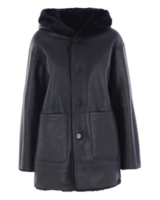 Arma Blue Hooded Shearling Coat