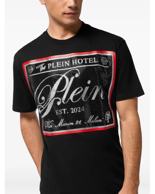 T-Shirt À Logo Strassé Philipp Plein pour homme en coloris Black