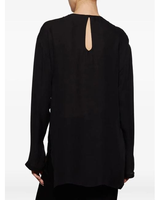 Wardrobe NYC Black Sheer Split-Cuff Blouse