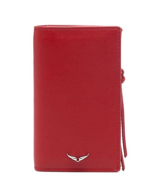 Zadig & Voltaire Red Compact Eternal Leather Cardholder