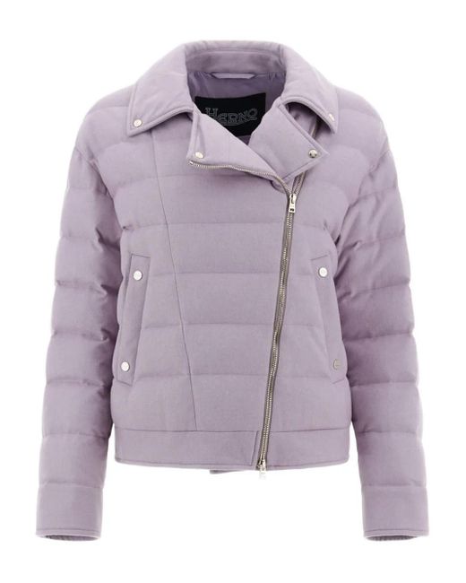 Herno Purple Wattierte Jacke Mit Reißverschluss