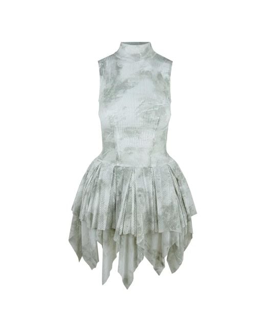 Contessa Mills Blue Bella Hand-Painted Handkerchief-Hem Dress