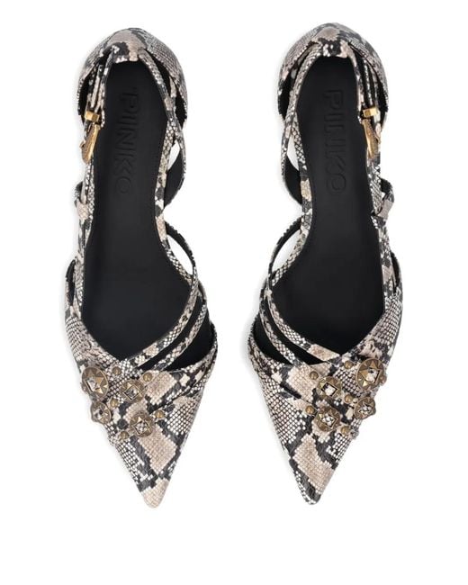 Pinko Metallic Snakeskin-Effect Pumps
