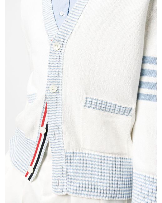 Thom Browne White Hector Intarsia Cardigan for men