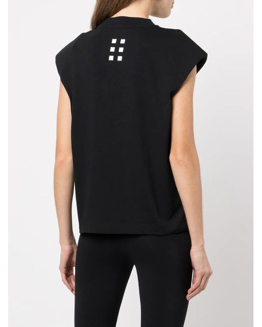 ROMEO HUNTE Black Logo-Print Padded-Shoulder T-Shirt