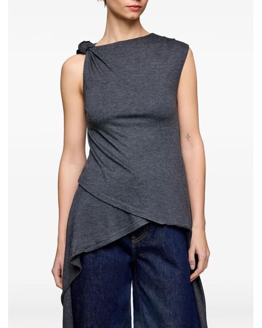 Ganni Blue Haut À Nœud Et Design Dans Manches