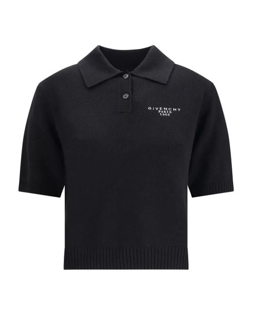 Givenchy Black Short-Sleeve Logo Polo Top