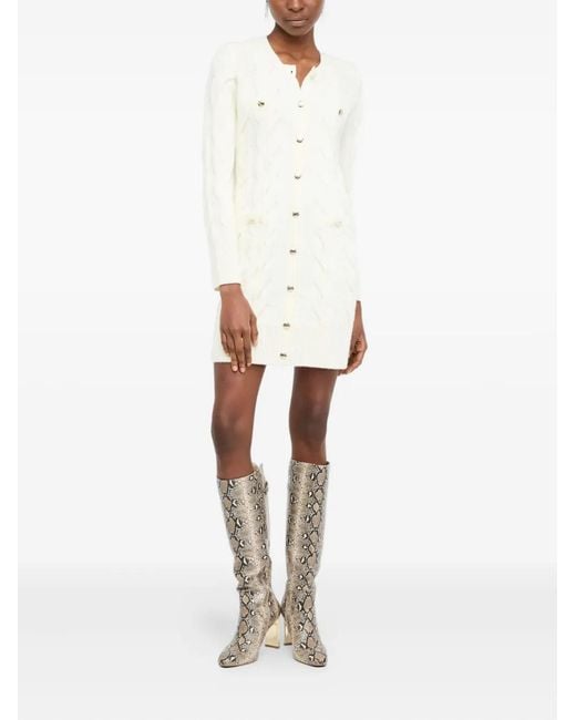 Liu Jo Cable-Knit Buttoned Dress in White | Lyst