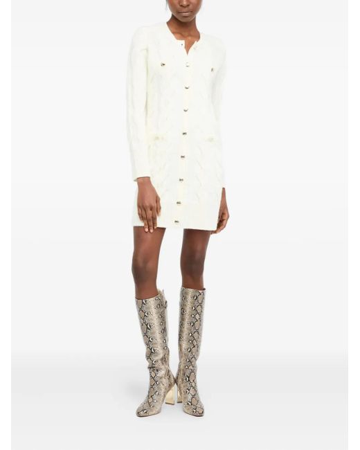 Liu Jo White Cable-Knit Buttoned Dress