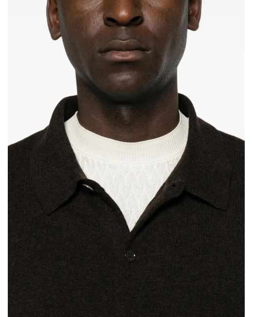 Bompard Black Jersey-Knit Shirt-Collar Cardigan for men