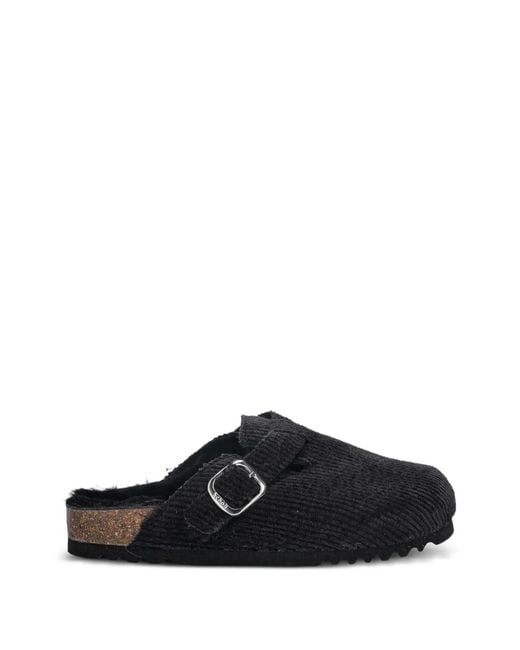 Scholl Black Mules Fae En Velours Côtelé