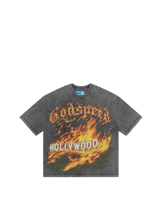 Godspeed Gray Hollywood Inferno Graphic-Print T-Shirt for men