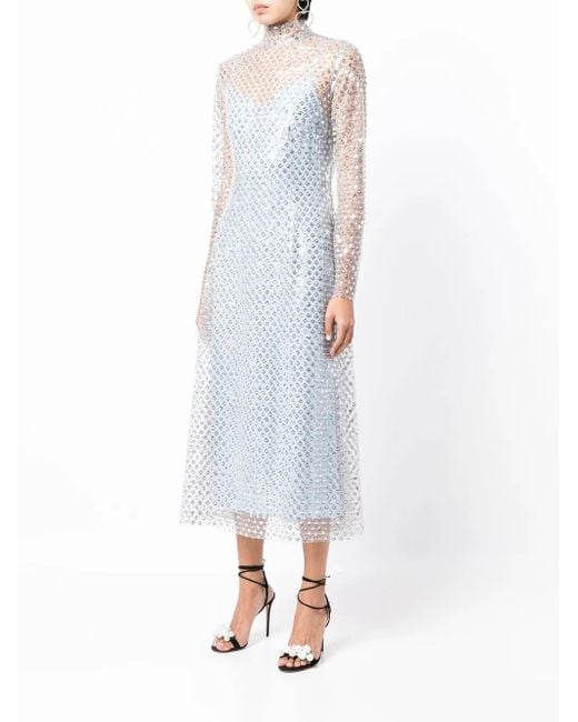 Macgraw Blue Perception Sequin-Embellished Long Dress
