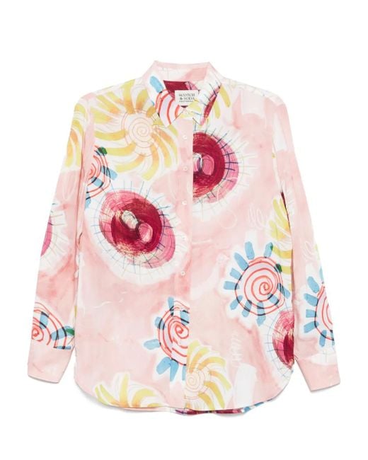 Scotch & Soda Floral-print Shirt Pink