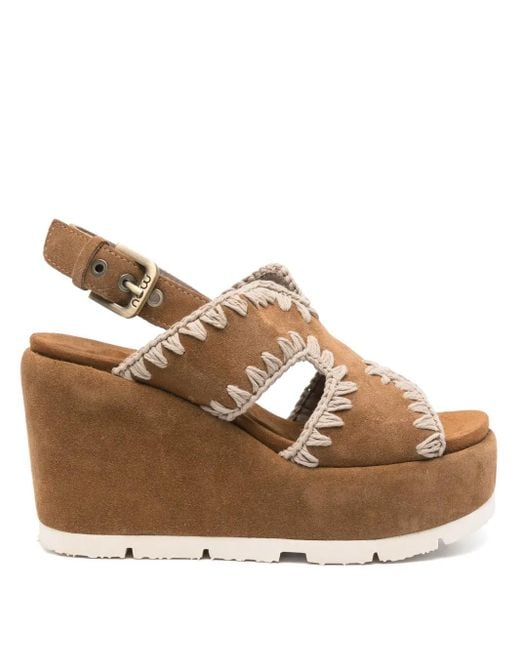 Mou Brown 95Mm Whipstitch-Detail Sandals