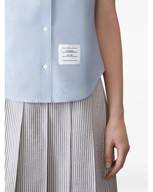 Camicia Con Colletto Rotondo di Thom Browne in Blue