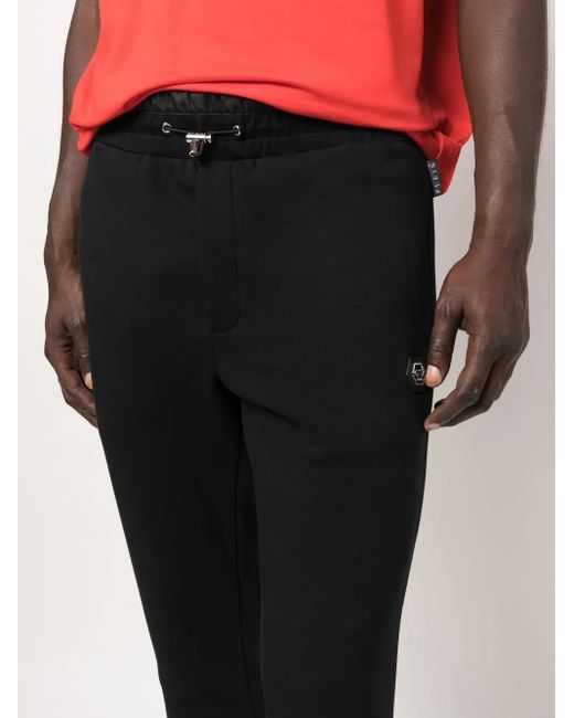 Philipp Plein Black Logo-Patch Track Pants for men