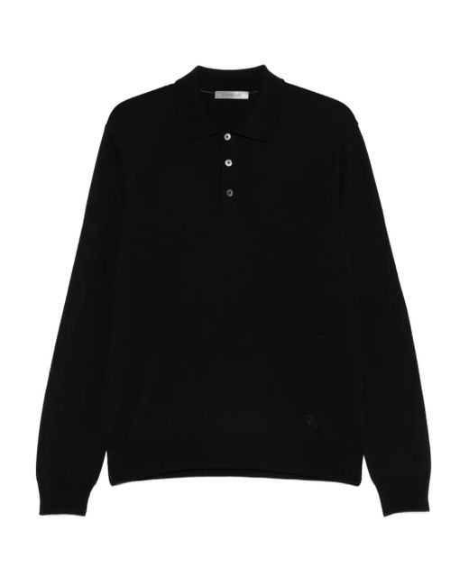 Corneliani Black Long-Sleeve Polo Shirt for men