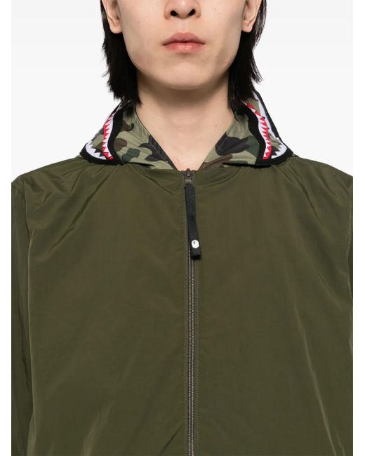 A Bathing Ape Green 1St Camo Shark Hoodie Jacket for men