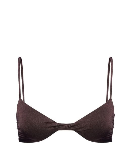 Salt & Wave Brown Twist-Detail Bikini Top