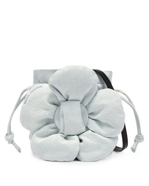 Marc Jacobs Gray Mini Floral-Appliqué Drawstring Bucket Bag