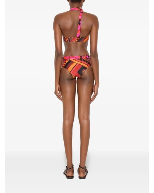 Emilio Pucci Red Vivara-Print Coulotte Bikini Bottoms
