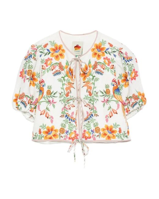 Farm Rio White Delicate Forest Scarves Bluse