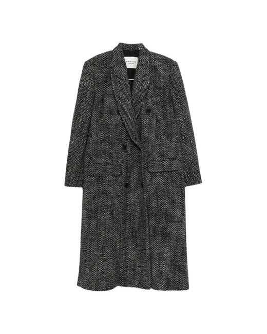 Isabel Marant Gray Double-Breasted Long-Sleeve Coat