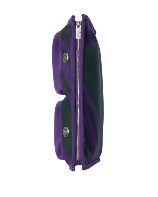 Burberry Purple Check-Pattern Cotton Clutch Bag for men
