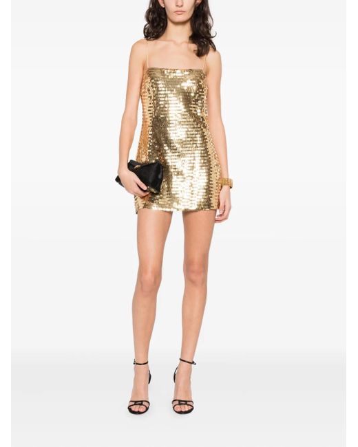 retroféte Natural Sequin Strap Mini Dress
