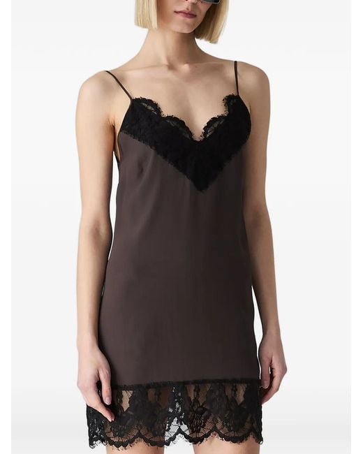 Vera Wang Black Lace-Trim Slip Mini Dress