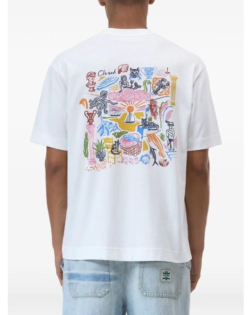 Closed White Logo-Print T-Shirt for men