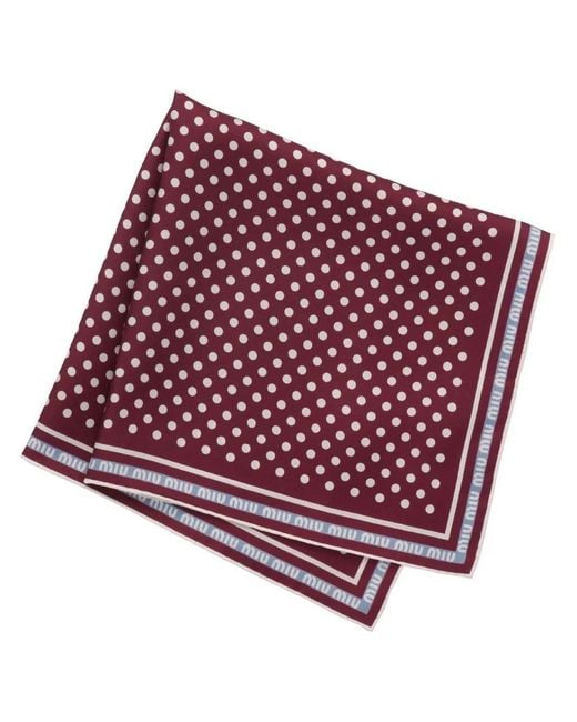 Miu Miu Red Silk Polka Dot-Print Scarf