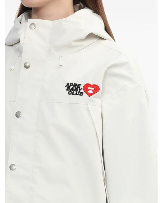 A Bathing Ape White Hooded Logo Jacket