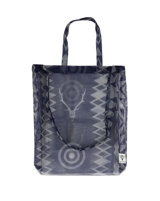 South2 West8 Schoudertas Met Abstracte Print En Mesh in het Blue voor heren