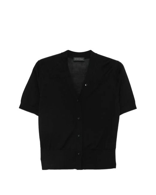 Le Petite Pulle Black Short-Sleeve V-Neck Cardigan
