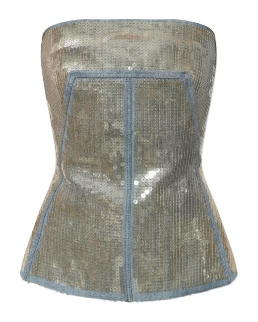 Rick Owens Gray Sequin Panelled Top