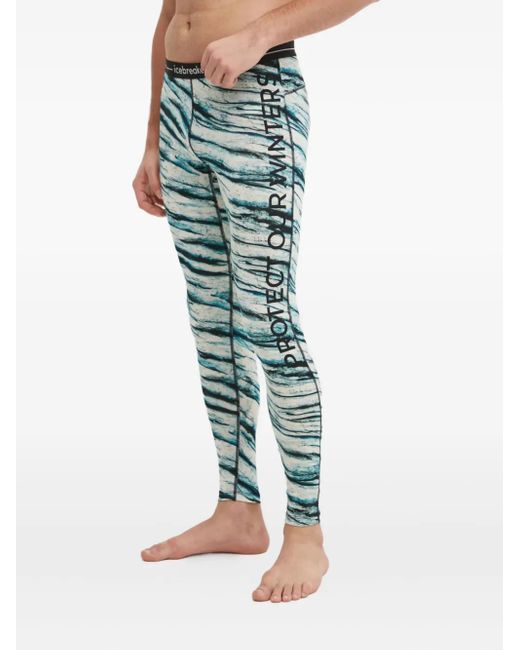 Icebreaker Green Printed Leggings for men