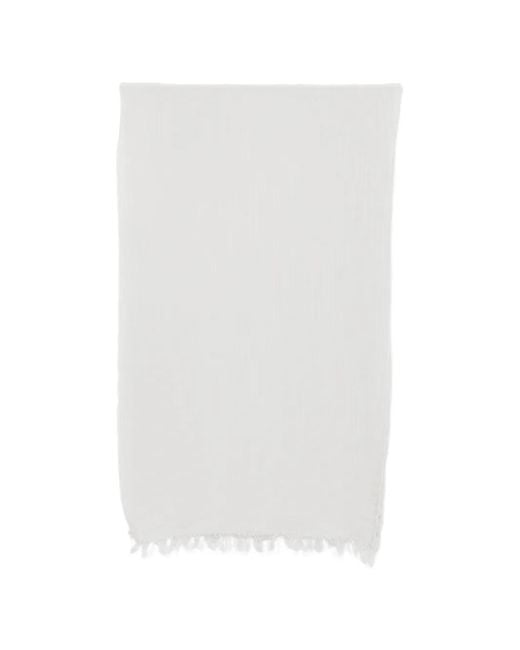 Private 0204 White Frayed-Edge Scarf