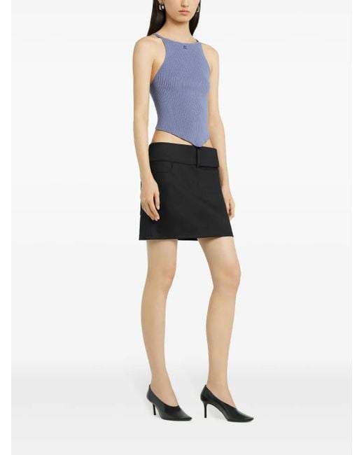 Courreges Blue Pointy Ribbed-Knit Tank Top