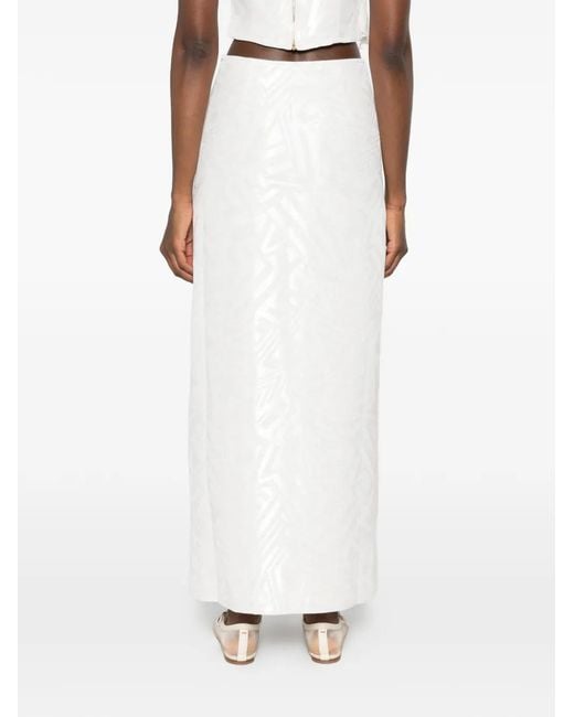 Leen Mougrhabi White Zara Ruffled Slit Maxi Skirt